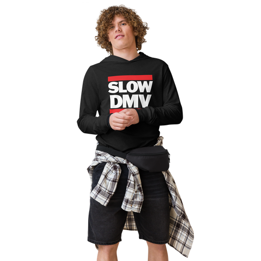 SLOW DMV Black Hooded long-sleeve Tee